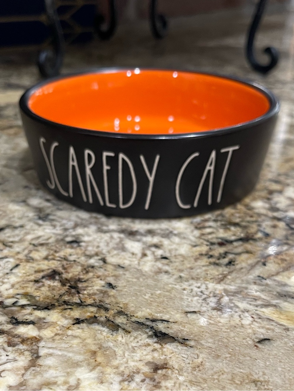 Rae Dunn SCAREDY CAT black small cat/pet bowl - Brand new Never used
